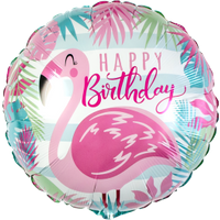 Ballon Happy Birthday Flamingo
