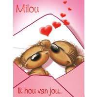 TMS | Valentijnskaart met naam Kusjes en hartjes