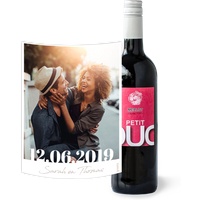 Petit DUC Merlot met eigen foto, datum en tekst