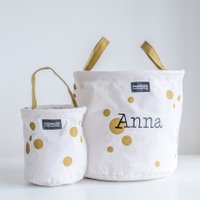Roommate opbergmandjes met gouden stippen en naam