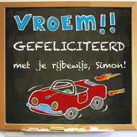 Kaart geslaagd | Schoolbord Rijbewijs Auto