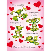 Valentijnskaart | Kikker Groen Roze Hart