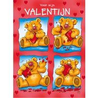Valentijnskaart | Beer Hartjes Dieren Rood