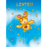 Springende beer is blij met de lente