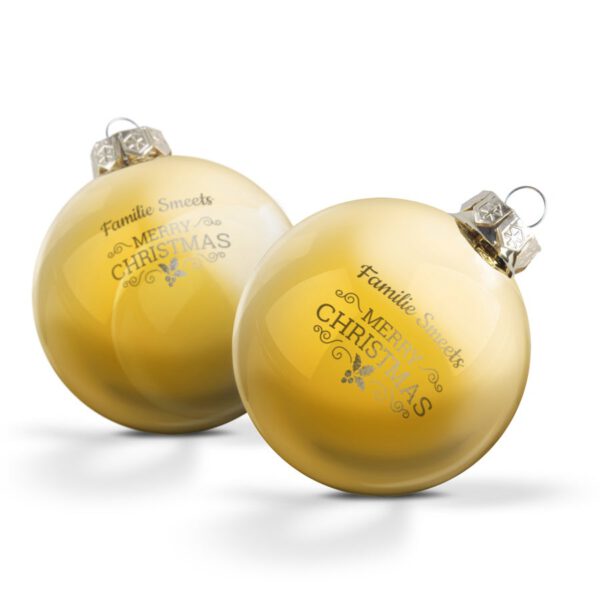 Glazen kerstbal met naam - Goud (2 stuks)