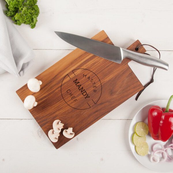 Houten snijplank graveren - Teak - Rechthoekig - Staand (M)