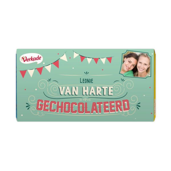 Verkade chocoladereep bedrukken - Van harte (Puur)
