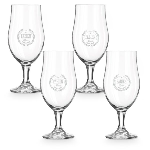 Bierglas op voet graveren - 4 stuks