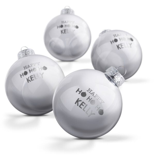 Glazen kerstbal met naam - Zilver (4 stuks)