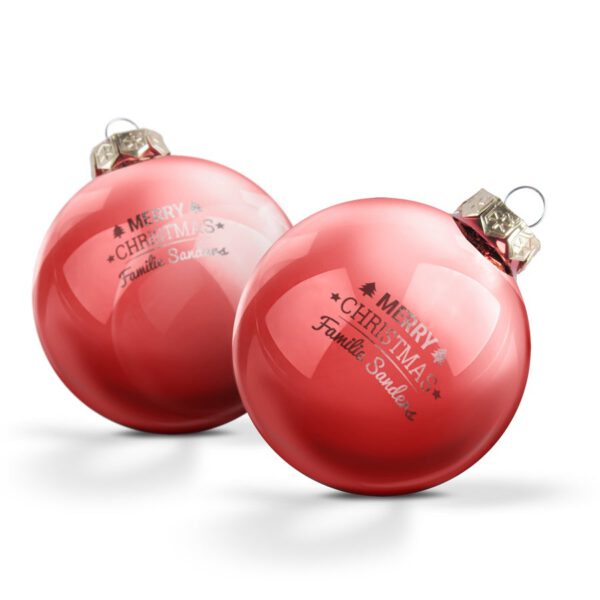 Glazen kerstbal met naam - Rood (2 stuks)