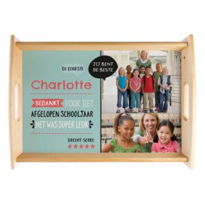 Juf / Meester dienblad bedrukken - Beige - Groot