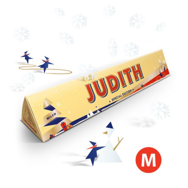 Toblerone kerstreep met naam en foto - Medium