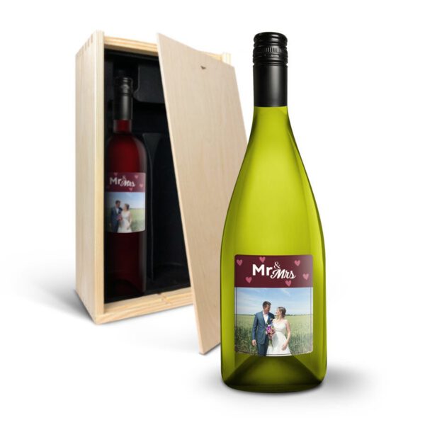 Wijnpakket met bedrukt etiket - Luc Pirlet - Merlot en Chardonnay