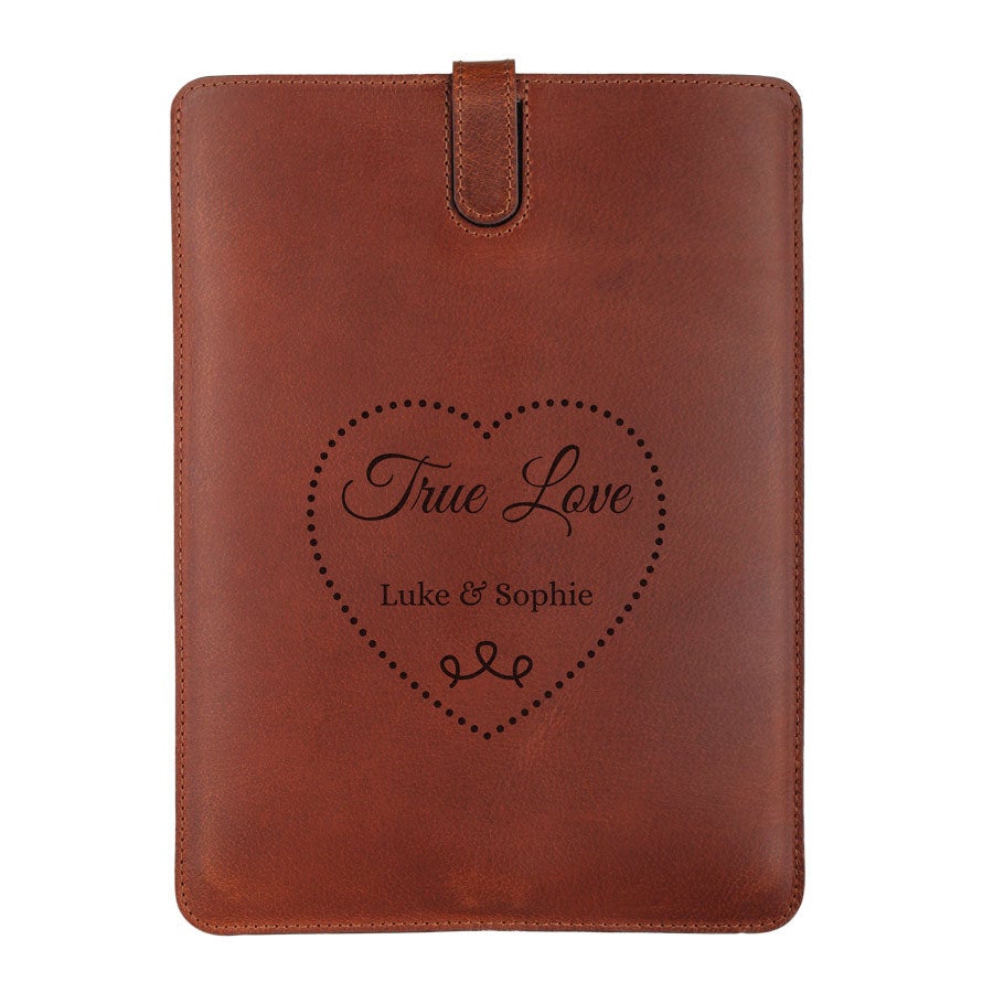 Leren iPad hoes met naam - iPad Air 2 (Bruin)