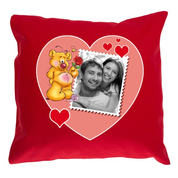 Doodles kussen bedrukken - Rood - Gevuld