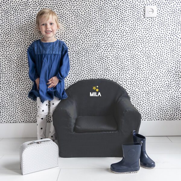 Kinderfauteuil met naam bedrukken - Grijs