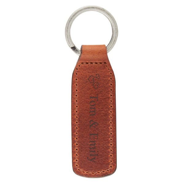 Leren sleutelhanger graveren - Bruin