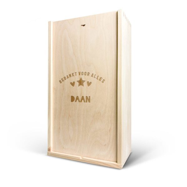 Luxe wijnkist graveren - 2 vaks - Hout