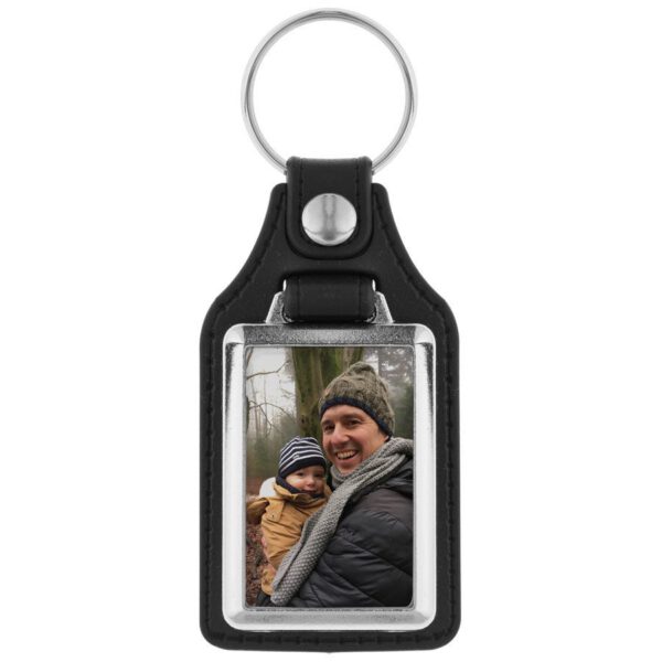 Sleutelhanger met foto bedrukken - Leer - Rechthoek