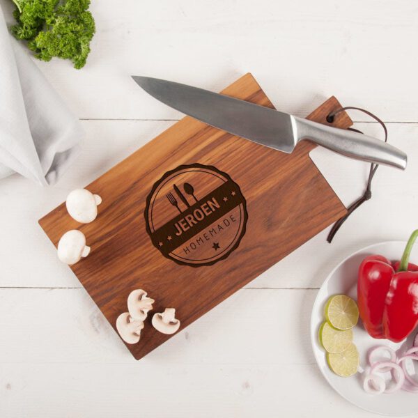 Houten snijplank graveren - Teak - Rechthoekig - Liggend (M)