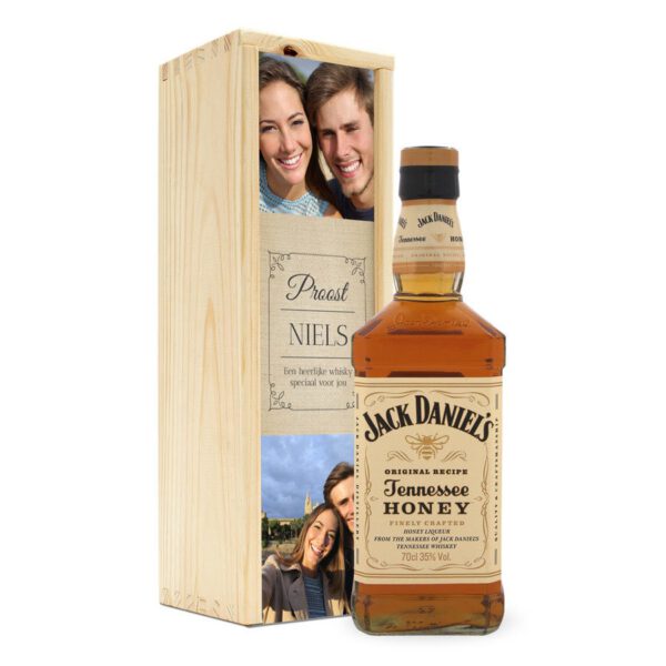 Whiskey in bedrukte kist - Jack Daniels Honey Bourbon