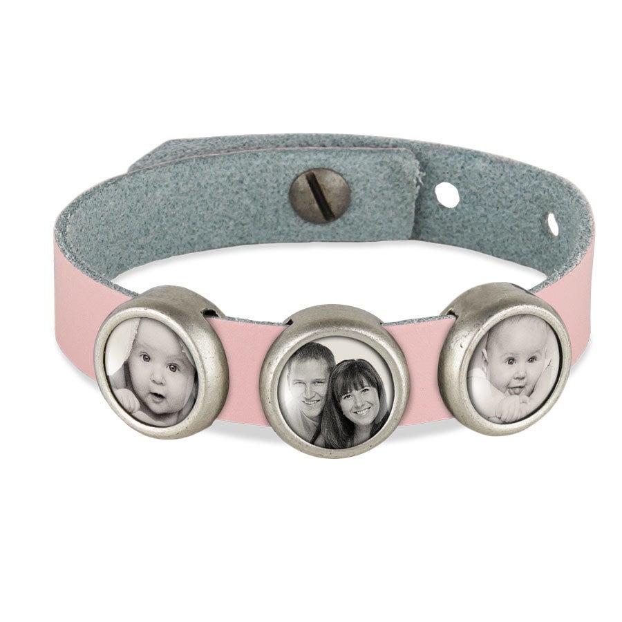 Slider armband met foto - Roze - 3 foto's