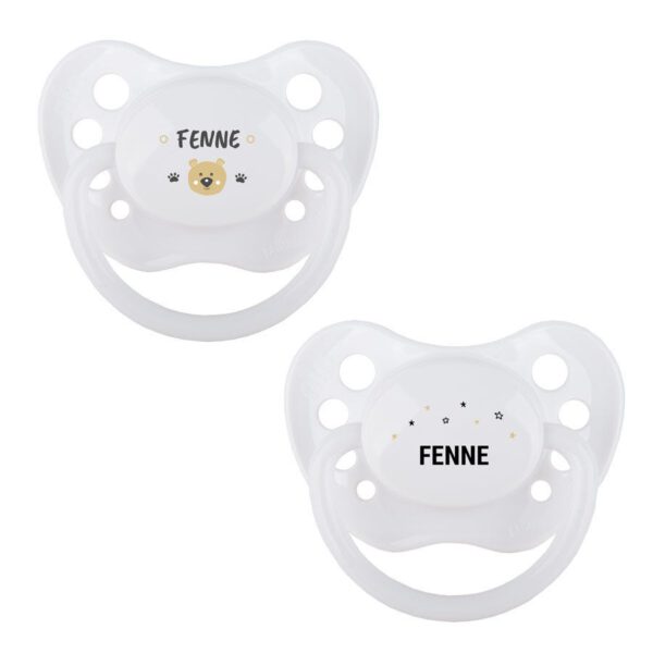 Spenen set met naam bedrukken - Wit/wit