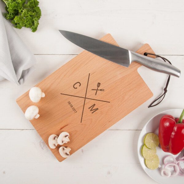 Houten snijplank graveren - Beuken - Rechthoekig - Staand (M)