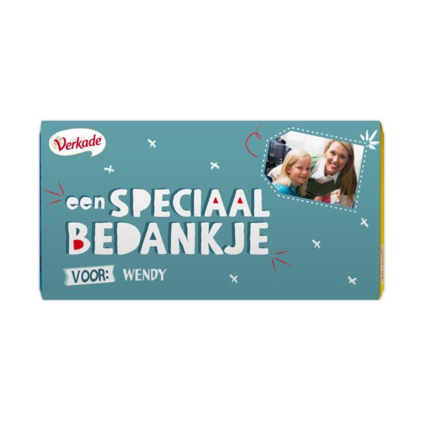 Verkade chocoladereep bedrukken - Bedankje (Hazelnoot)