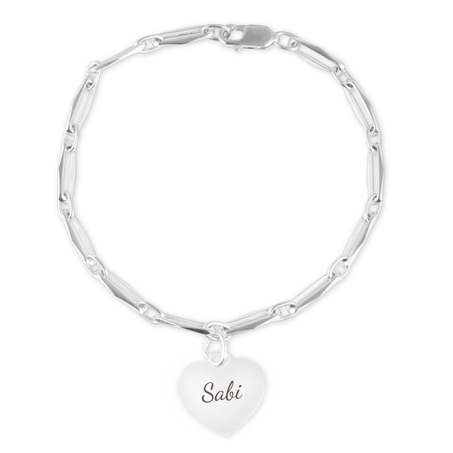 Zilveren bedelarmband graveren - Hart