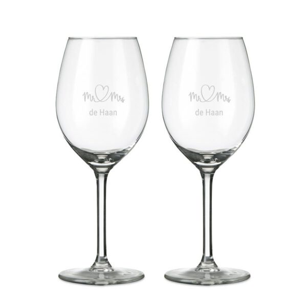 Wit wijnglas graveren - 2 stuks