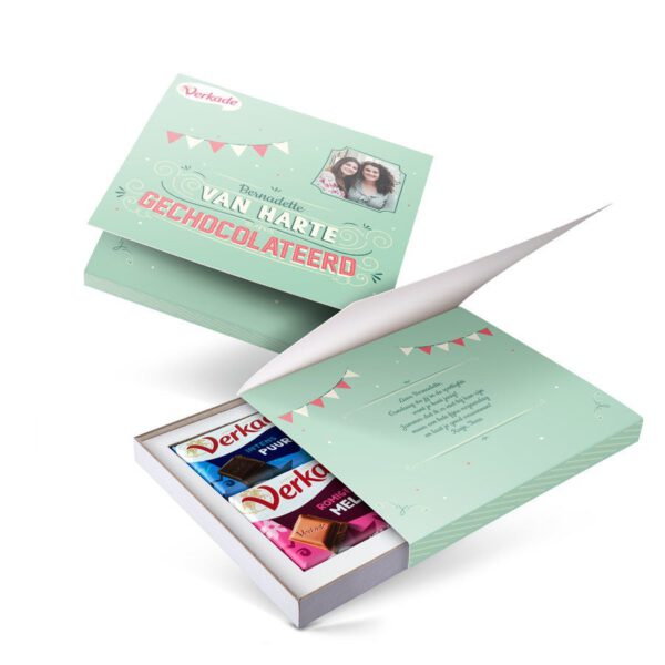 Verkade giftbox bedrukken - Van harte gechocolateerd (2 repen)