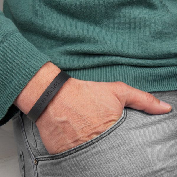 Leren armband graveren - Vaderdag - Zwart