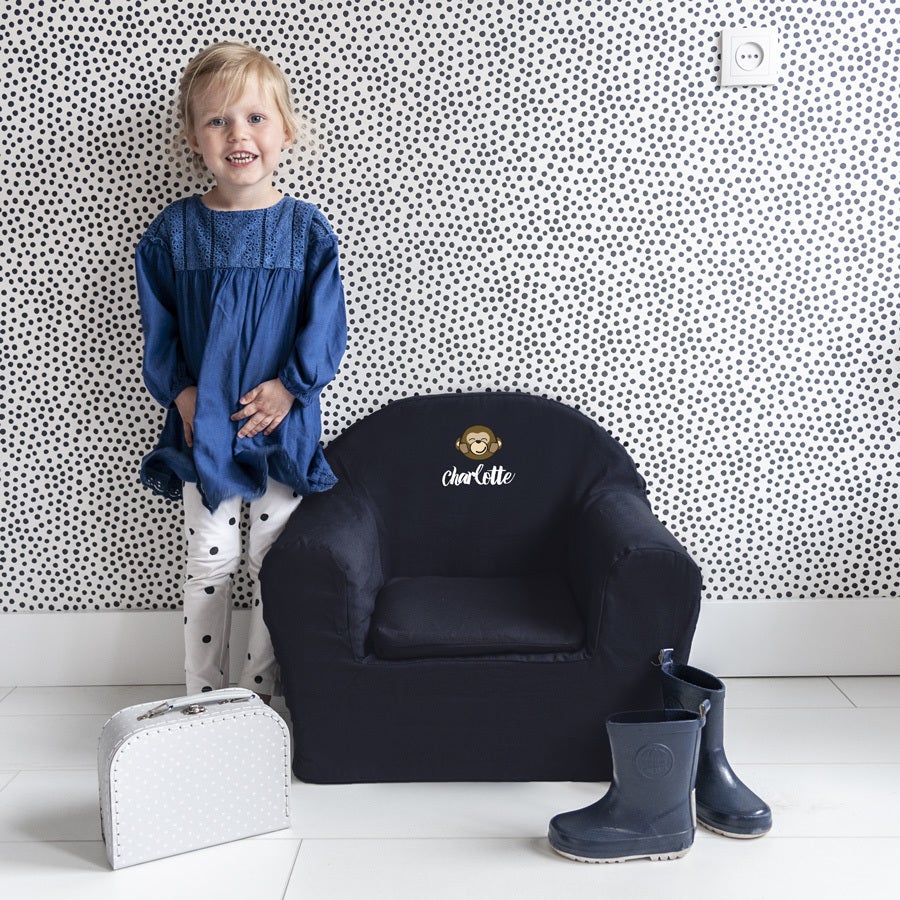 Kinderfauteuil met naam bedrukken - Blauw