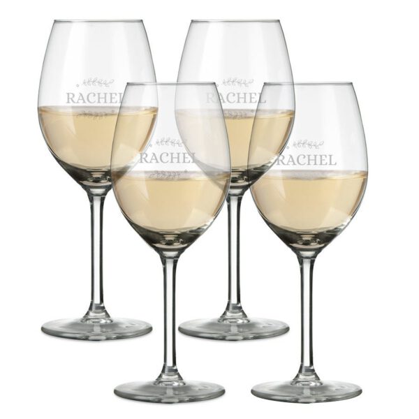 Wit wijnglas graveren - 4 stuks