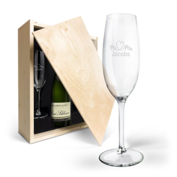 Champagnepakket met gegraveerde glazen - René Schloesser (750ml)