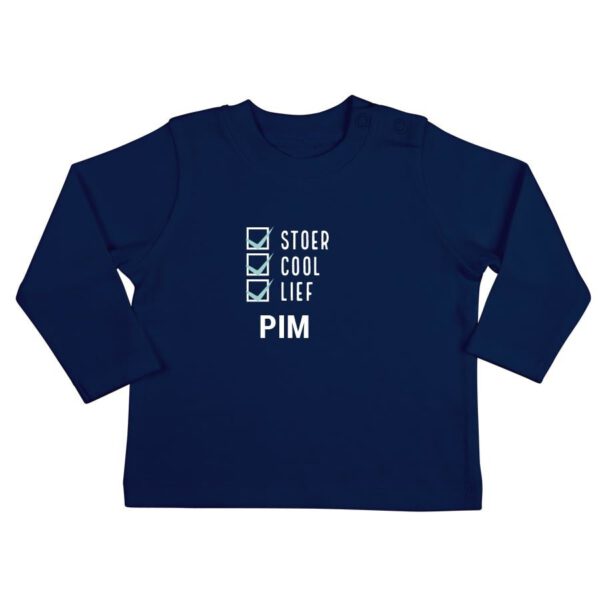 Baby shirt bedrukken - Lange mouw - Navy - 50/56