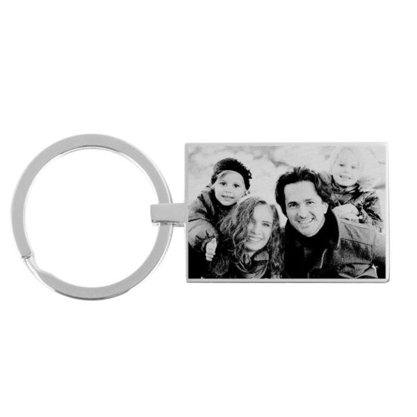 Sleutelhanger graveren met foto - Rechthoek