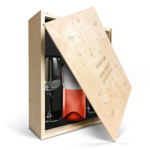 Wijnpakket met glas - Luc Pirlet Syrah (Gegraveerde deksel)
