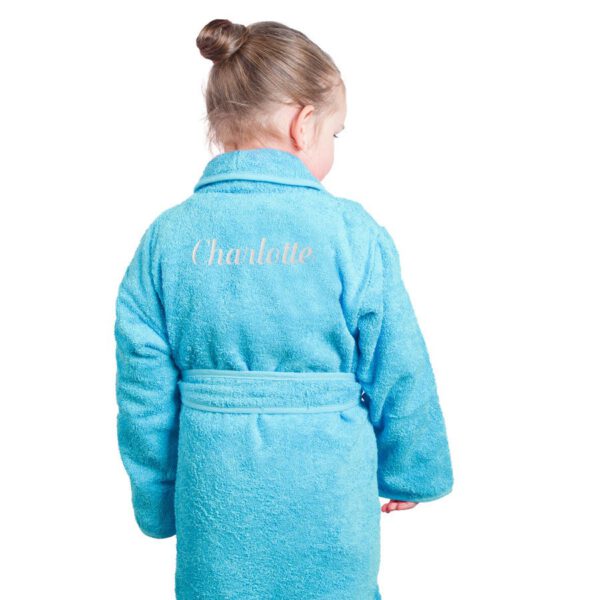 Kinderbadjas borduren - Aqua - 110/116