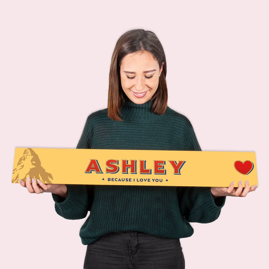 Toblerone XXL liefdesreep met naam - 4,5 kilo