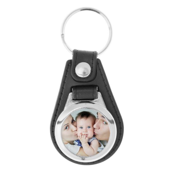 Sleutelhanger met foto bedrukken - Leer - Rond