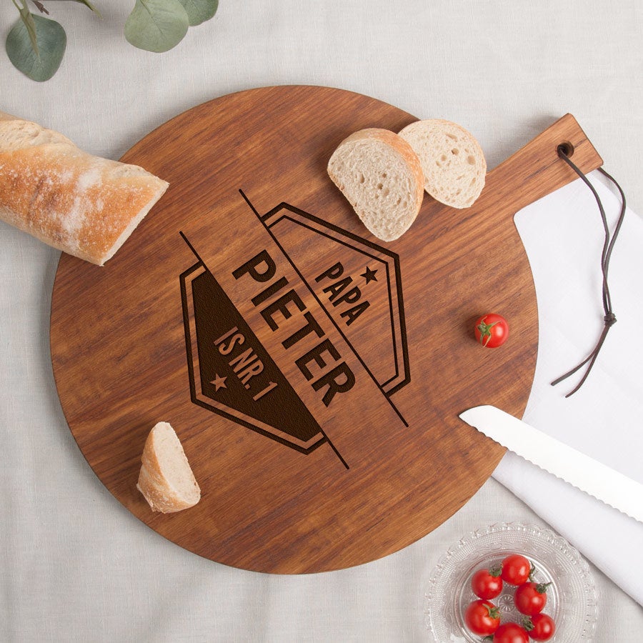 Houten broodplank graveren - Teak - Rond (M)