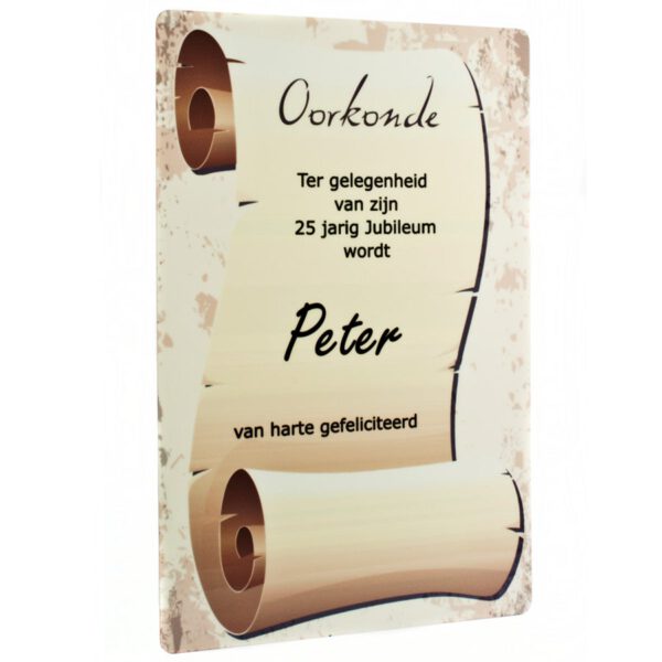 Aluminium oorkonde bedrukken (Ophangblok)