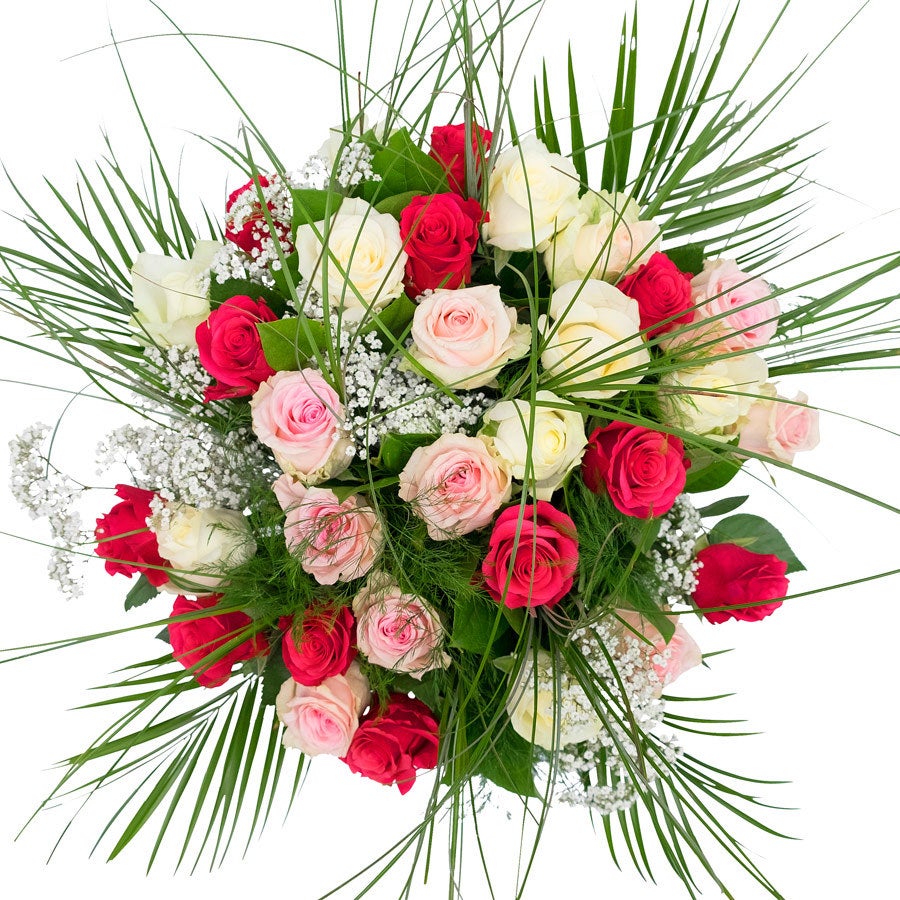 Bloemen - Boeket Rozen Roze-Wit