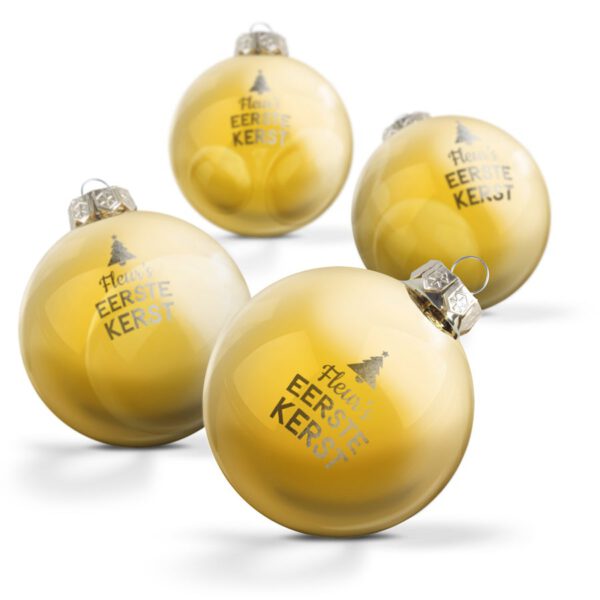 Glazen kerstbal met naam - Goud (4 stuks)