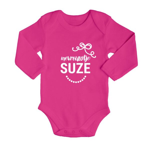 Romper bedrukken - Lange mouw - Roze - 62/68