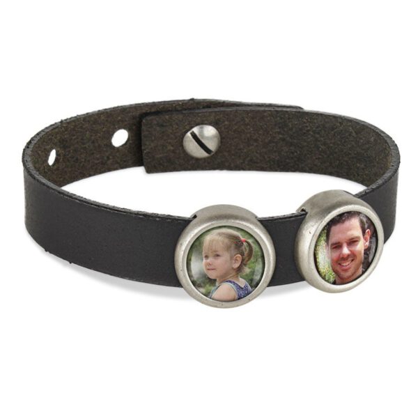 Slider armband met foto - Zwart - 2 foto&apos;s