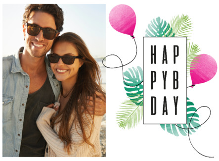 Hippe verjaardagskaart met ballonnetjes