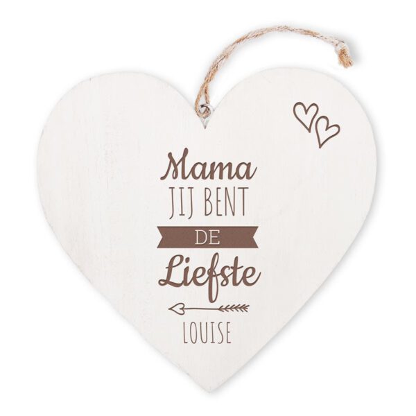 Houten hart met naam graveren - Moederdag